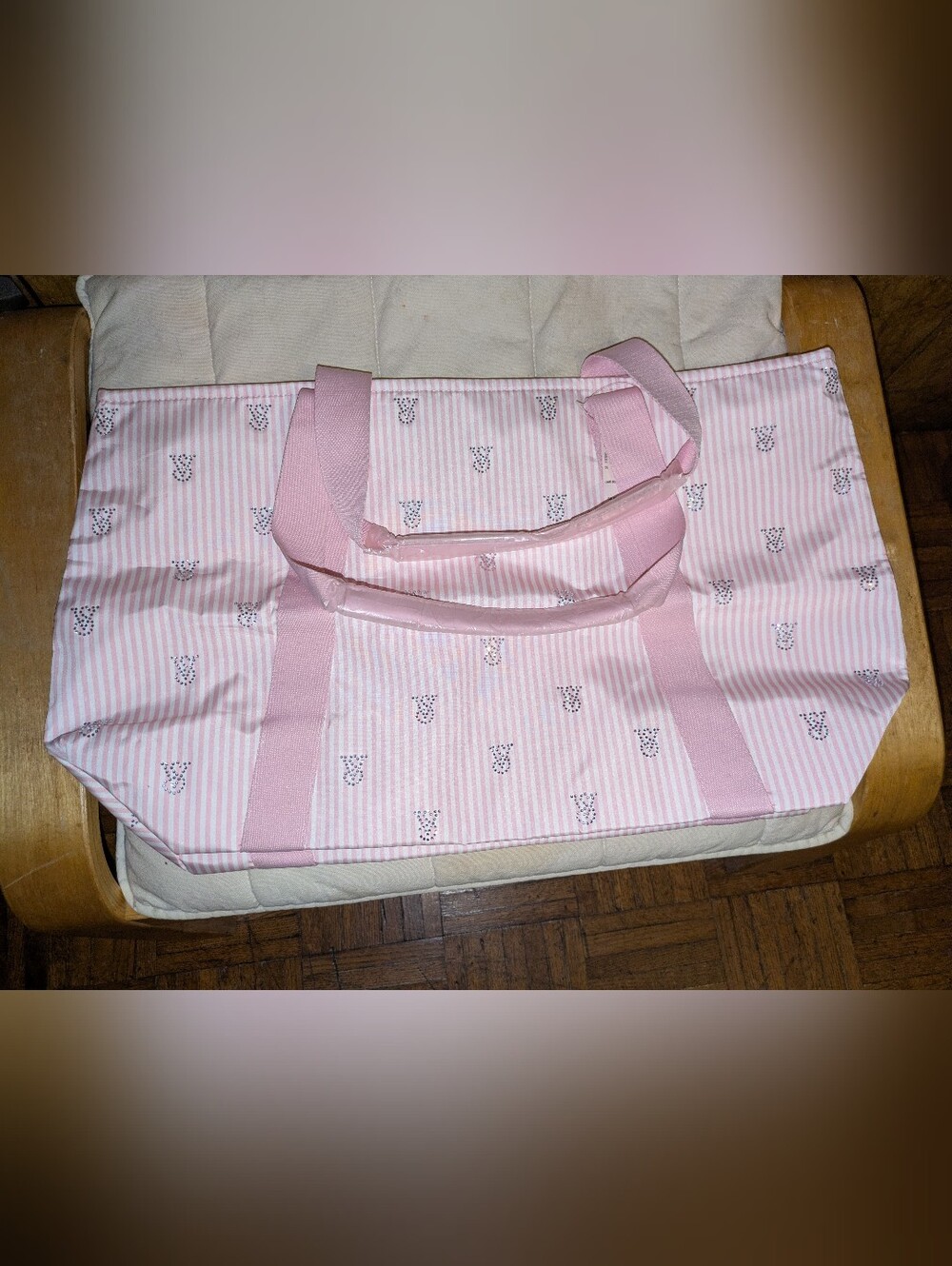 Victoria Secret Pink Striped Tote Bag